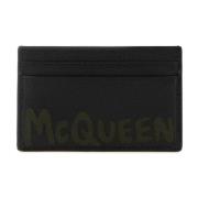 Zwarte leren kaarthouder Alexander McQueen , Black , Heren