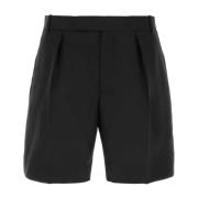 Zwarte wollen Bermuda shorts Alexander McQueen , Black , Heren
