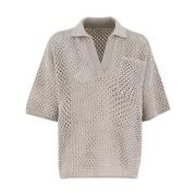 Feminine Gebreide Polo Shirt Brunello Cucinelli , Gray , Dames