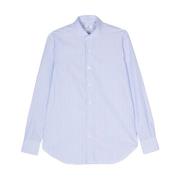 Italiaans Gestreept Katoenen Shirt Finamore , Blue , Heren