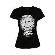 Zwarte Hart Smiley Print T-shirts en Polos Twinset , Black , Dames