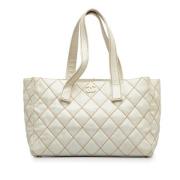 Pre-owned Leather totes Chanel Vintage , White , Dames