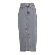 Denim Midi Rok voor Dames Calvin Klein , Blue , Dames