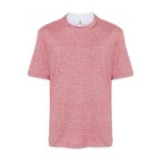 Linnen/katoenen T-shirt, gemaakt in Italië Brunello Cucinelli , Pink ,...