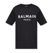 T-shirt met logo Balmain , Black , Heren