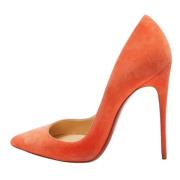 Pre-owned Suede heels Christian Louboutin Pre-owned , Orange , Dames