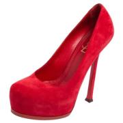 Pre-owned Suede heels Yves Saint Laurent Vintage , Red , Dames
