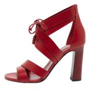 Pre-owned Leather sandals Hermès Vintage , Red , Dames