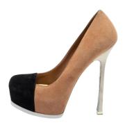 Pre-owned Suede heels Yves Saint Laurent Vintage , Beige , Dames