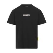 Zwarte Katoenen T-shirt met Logo Print Barrow , Black , Heren