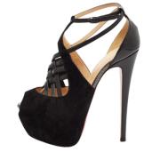 Pre-owned Leather sandals Christian Louboutin Pre-owned , Black , Dame...