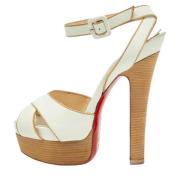 Pre-owned Leather sandals Christian Louboutin Pre-owned , White , Dame...