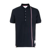 Blauwe Jersey Katoenen Polo met Tricolor Detail Thom Browne , Blue , H...