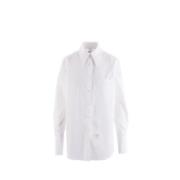 Witte Oversize Katoenen Poplin Shirt met Logo Patch Thom Browne , Whit...