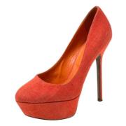 Pre-owned Canvas heels Sergio Rossi Pre-owned , Orange , Dames