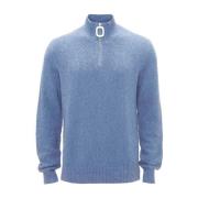 Blauwe Bouclé Katoen en Kasjmier Trui met Rits JW Anderson , Blue , He...