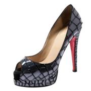Pre-owned Satin heels Christian Louboutin Pre-owned , Gray , Dames
