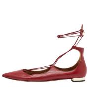 Pre-owned Leather flats Aquazzura Pre-owned , Red , Dames