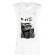Mouwloos T-shirt met grafische applicatie Maison Margiela , White , Da...