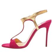 Pre-owned Leather sandals Christian Louboutin Pre-owned , Pink , Dames