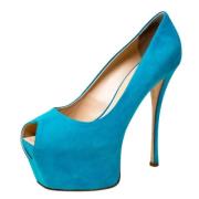 Pre-owned Suede heels Giuseppe Zanotti Pre-owned , Blue , Dames