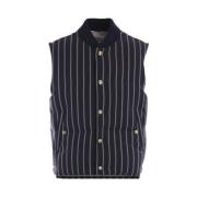 Blauwe Gestreepte Wollen Bomberjas Thom Browne , Blue , Heren