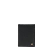 Zwarte creditcardportemonnee van textuurleer Tom Ford , Black , Heren