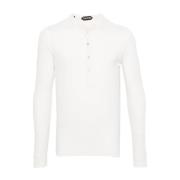 Witte Geborduurde T-shirt met Lange Mouwen Tom Ford , White , Heren
