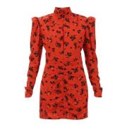 Bloemen Mini Jurk met Hoge Hals Alessandra Rich , Red , Dames