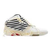 Smith Leren Sneakers met Geperforeerd Detail Saint Laurent , White , D...