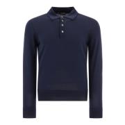 Wollen Polo Shirt Tom Ford , Blue , Heren