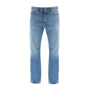 Katoenen Denim Jeans met Riemlussen Valentino , Blue , Heren