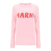 Geborsteld Logo Longsleeve T-Shirt Marni , Pink , Dames