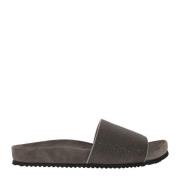 Versierde Ligniet Pantoffels Brunello Cucinelli , Gray , Dames