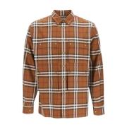 Casual Katoenen Overhemd Burberry , Brown , Heren