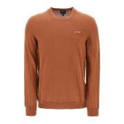 Crew Neck Katoenen Trui met Logo Borduursel A.p.c. , Brown , Heren