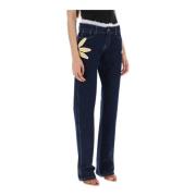 Laaghangende jeans met gehaakte bloemen Siedrés , Blue , Dames