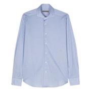 Piqué Katoenen Shirt Corneliani , Blue , Heren