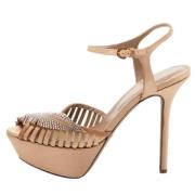 Pre-owned Satin sandals Sergio Rossi Pre-owned , Brown , Dames