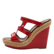 Pre-owned Leather sandals Christian Louboutin Pre-owned , Red , Dames