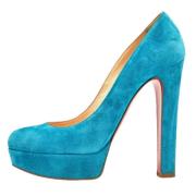 Pre-owned Suede heels Christian Louboutin Pre-owned , Blue , Dames