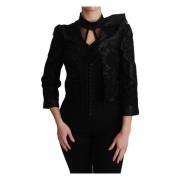 Zwarte Bloemen Jacquard Zijden Blazer Jas Dolce & Gabbana , Black , Da...