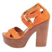 Pre-owned Suede sandals Ralph Lauren Pre-owned , Orange , Dames
