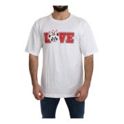 Witte Love Panda Print Top T-shirt Dolce & Gabbana , White , Heren