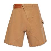 Bruine Shorts met Logo en Asymmetrische Stiksels JW Anderson , Brown ,...
