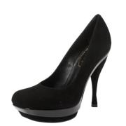 Pre-owned Suede heels Yves Saint Laurent Vintage , Black , Dames