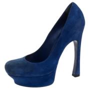 Pre-owned Suede heels Yves Saint Laurent Vintage , Blue , Dames