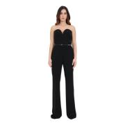 Elegante Zwarte Jumpsuit met Bandjes en Strass Max Mara , Black , Dame...