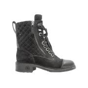 Pre-owned Canvas boots Chanel Vintage , Black , Dames