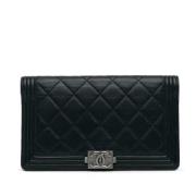 Pre-owned Leather wallets Chanel Vintage , Black , Dames